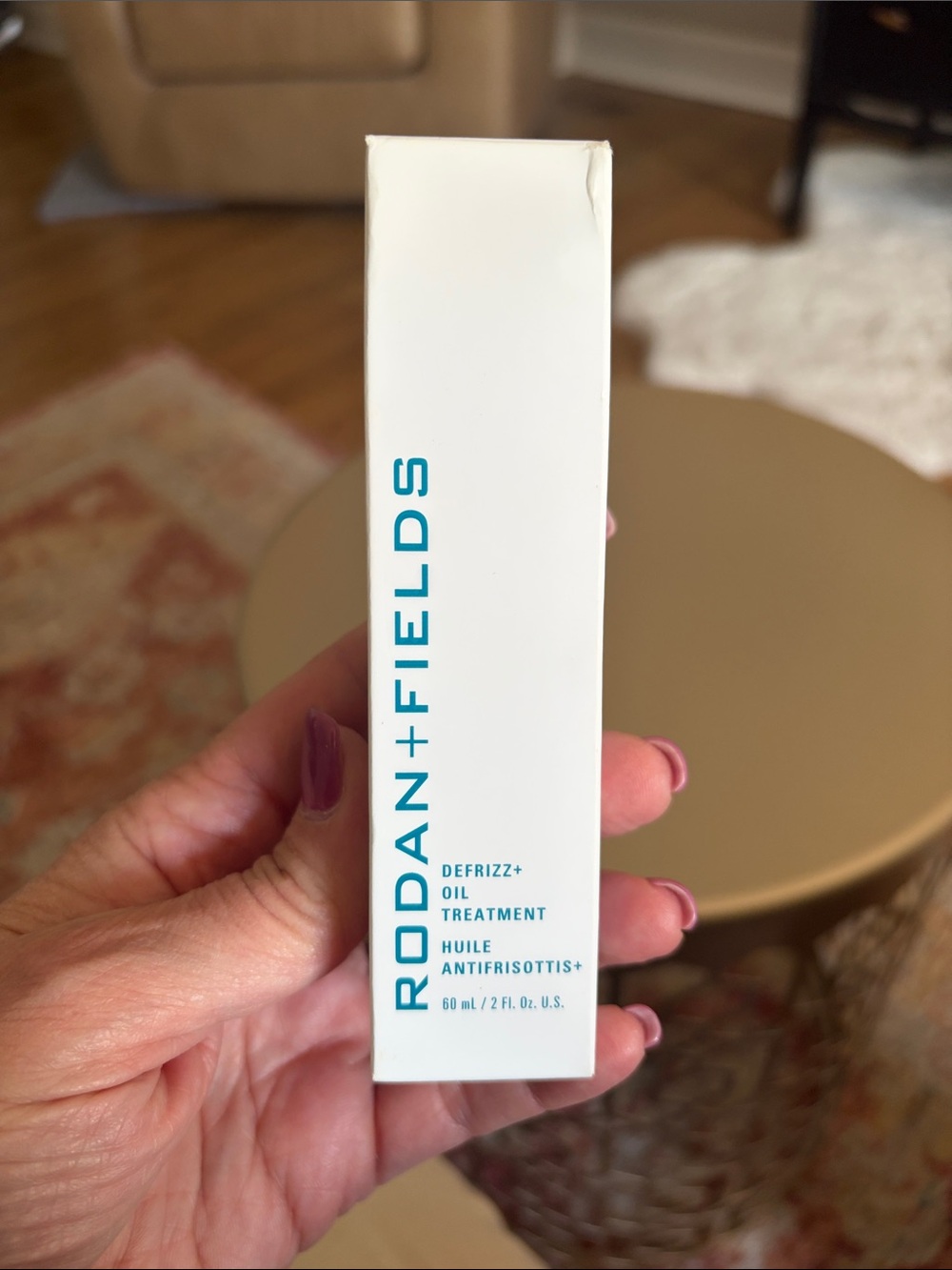 Rodan + Fields Defrizz+ Oil Treatment - White with Teal Logo